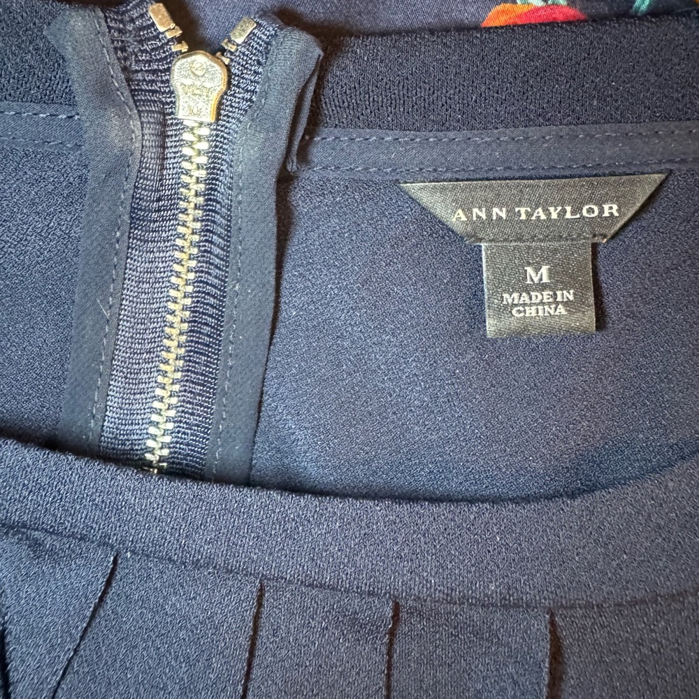 Ann Taylor Classic Navy Blue Long Sleeve Top - Picture 3 of 4